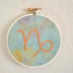 Capricorn Astrology Embroidery Ornament Home Decor..