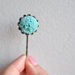 Round Flowers Teal Bobby Pin - Just One